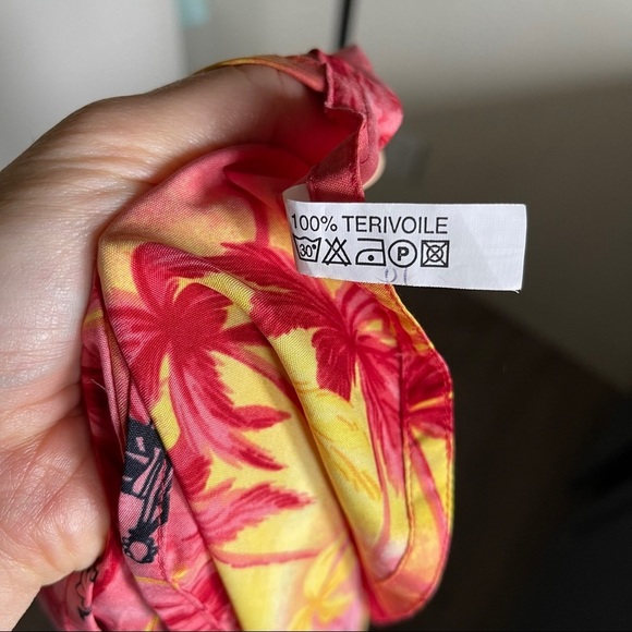 RARE Rima Caribbean wrap mini skirt silky pink red print Hawaiian barbie style - Picture 9 of 10